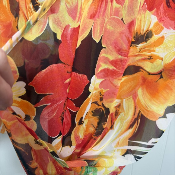 Floral faux Button Front Blouse Boho Lightweight Sheer Romantic Flowy Romantic - Picture 7 of 8